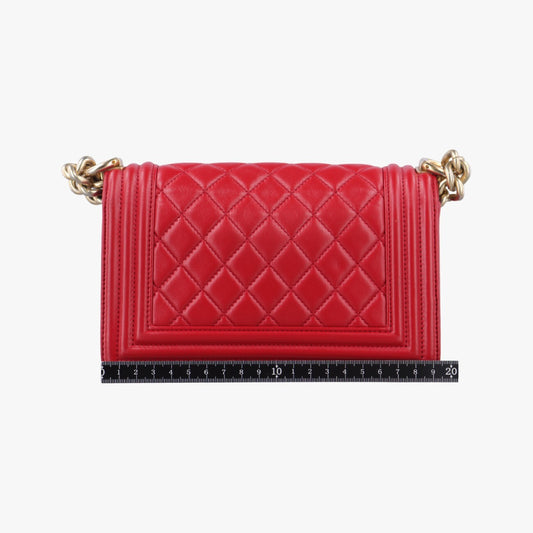 CHANEL Boy Chanel Red Lambskin Shoulder Bag A6708521166403