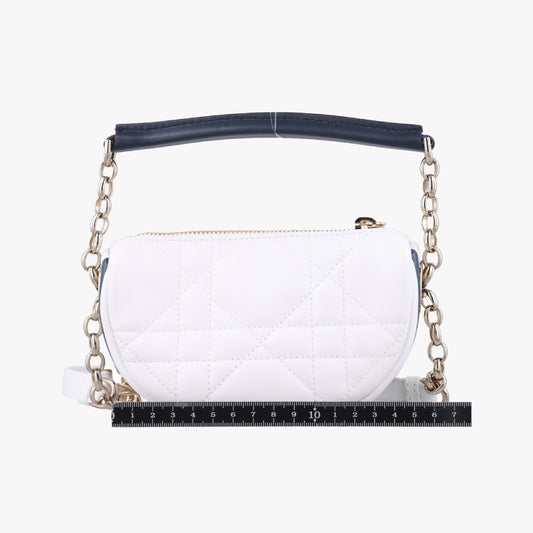 Dior Cannage Vibe Hobo Micro White Lambskin Shoulder Bag 19-MA-0232