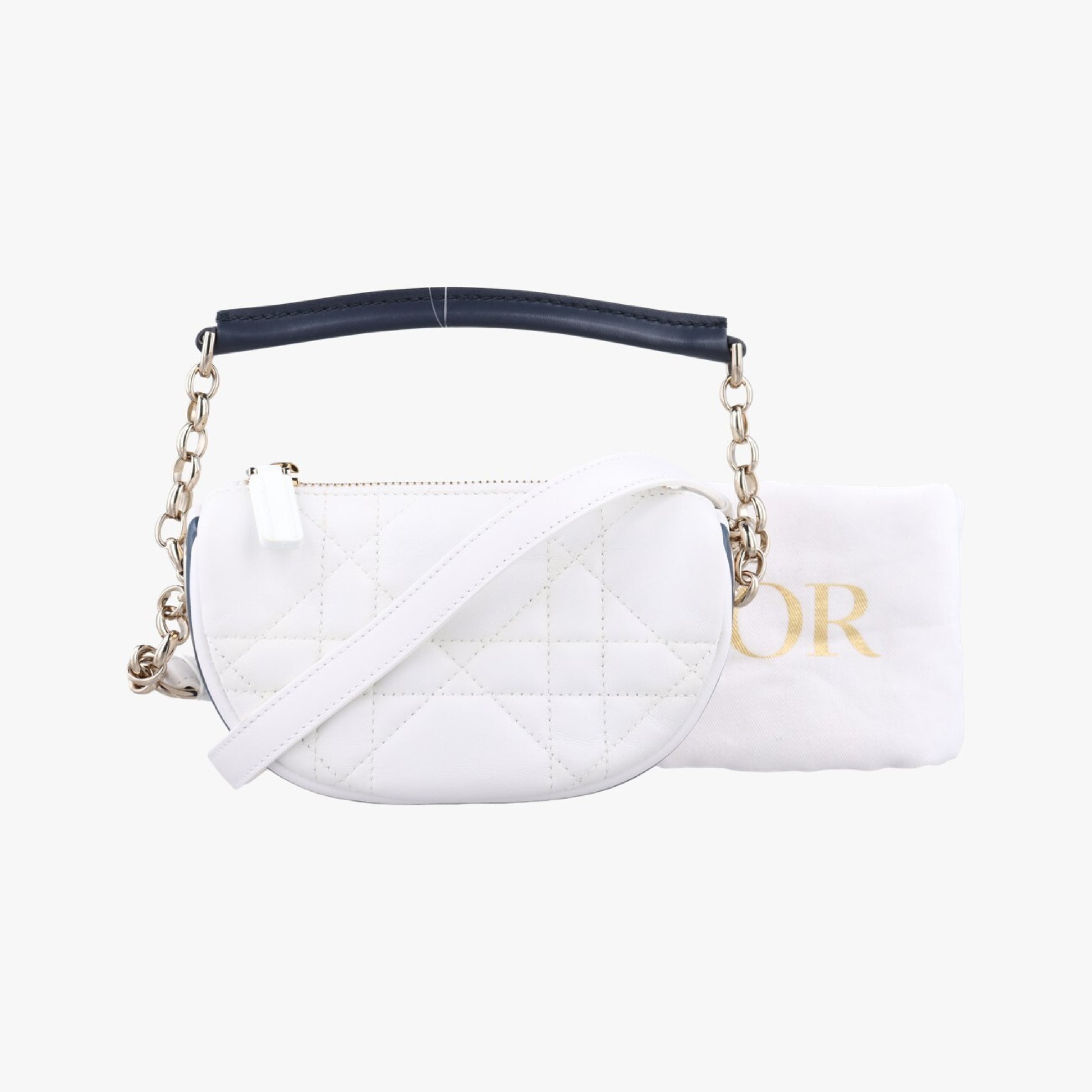 Dior Cannage Vibe Hobo Micro White Lambskin Shoulder Bag 19-MA-0232