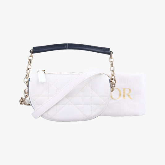 Dior Cannage Vibe Hobo Micro White Lambskin Shoulder Bag 19-MA-0232
