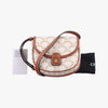 CELINE Mini Besas Triomphe Shoulder Bag in White and Brown PVC Coated Canvas 