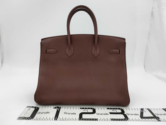 HERMES Birkin 35 Togo Handbag in Dark Brown with Gold Hardware and a C Stamp