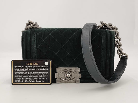 CHANEL Boy Chanel 20 Velour Shoulder Bag