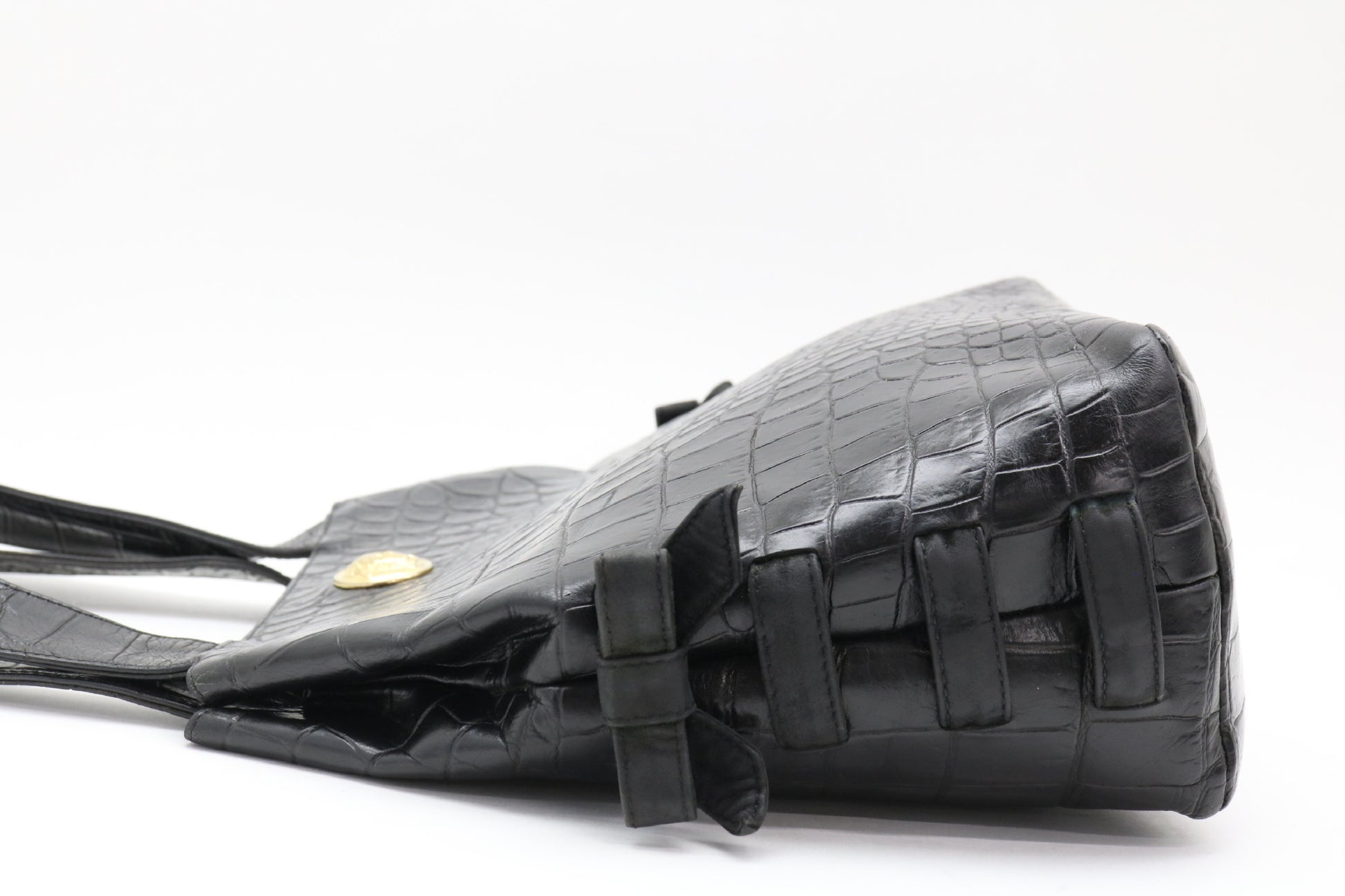 VERSACE Medusa Crocodile Shoulder Bag