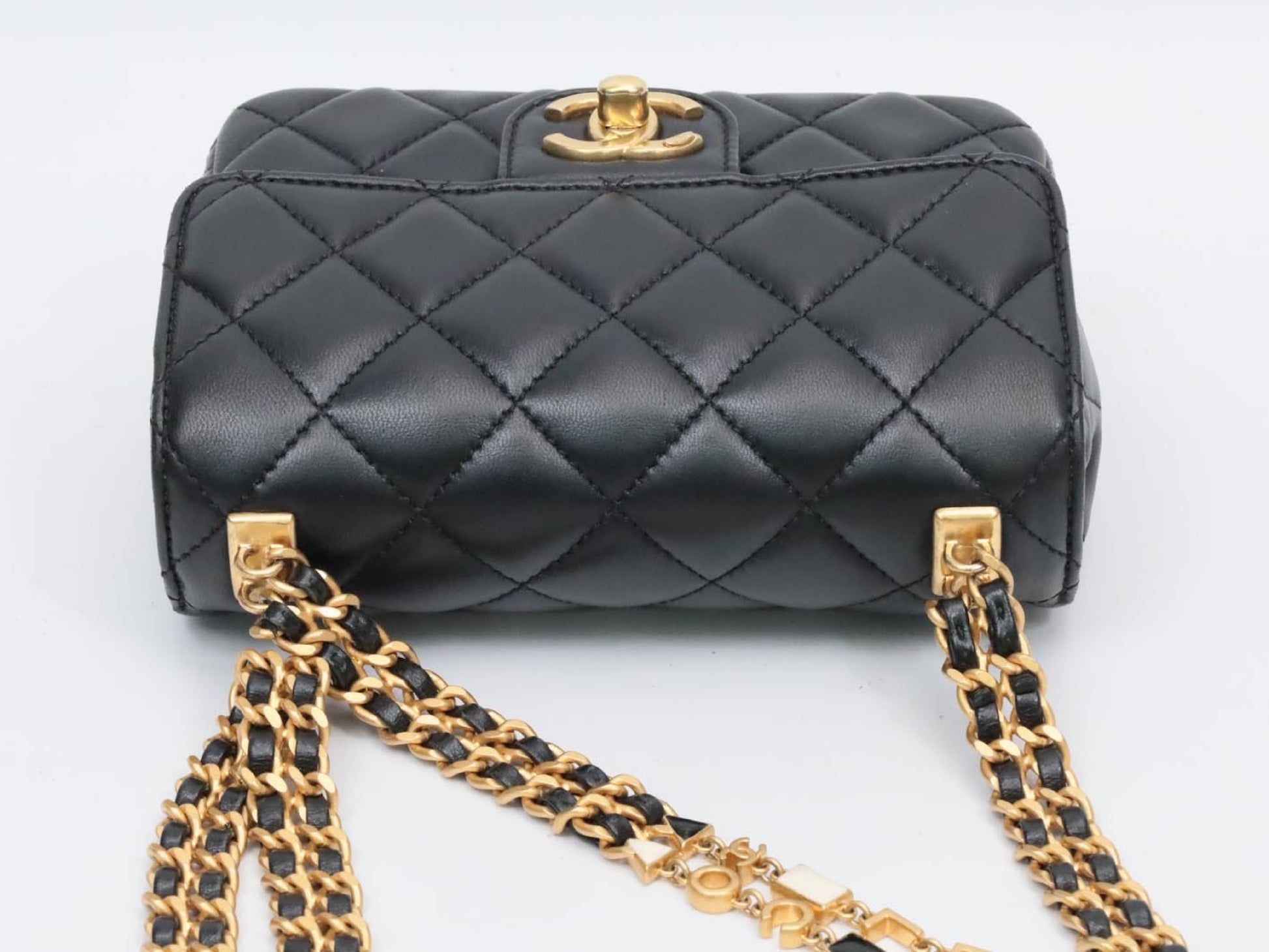 CHANEL Mini Matelasse Jeweled Chain Serial Plate Shoulder Bag