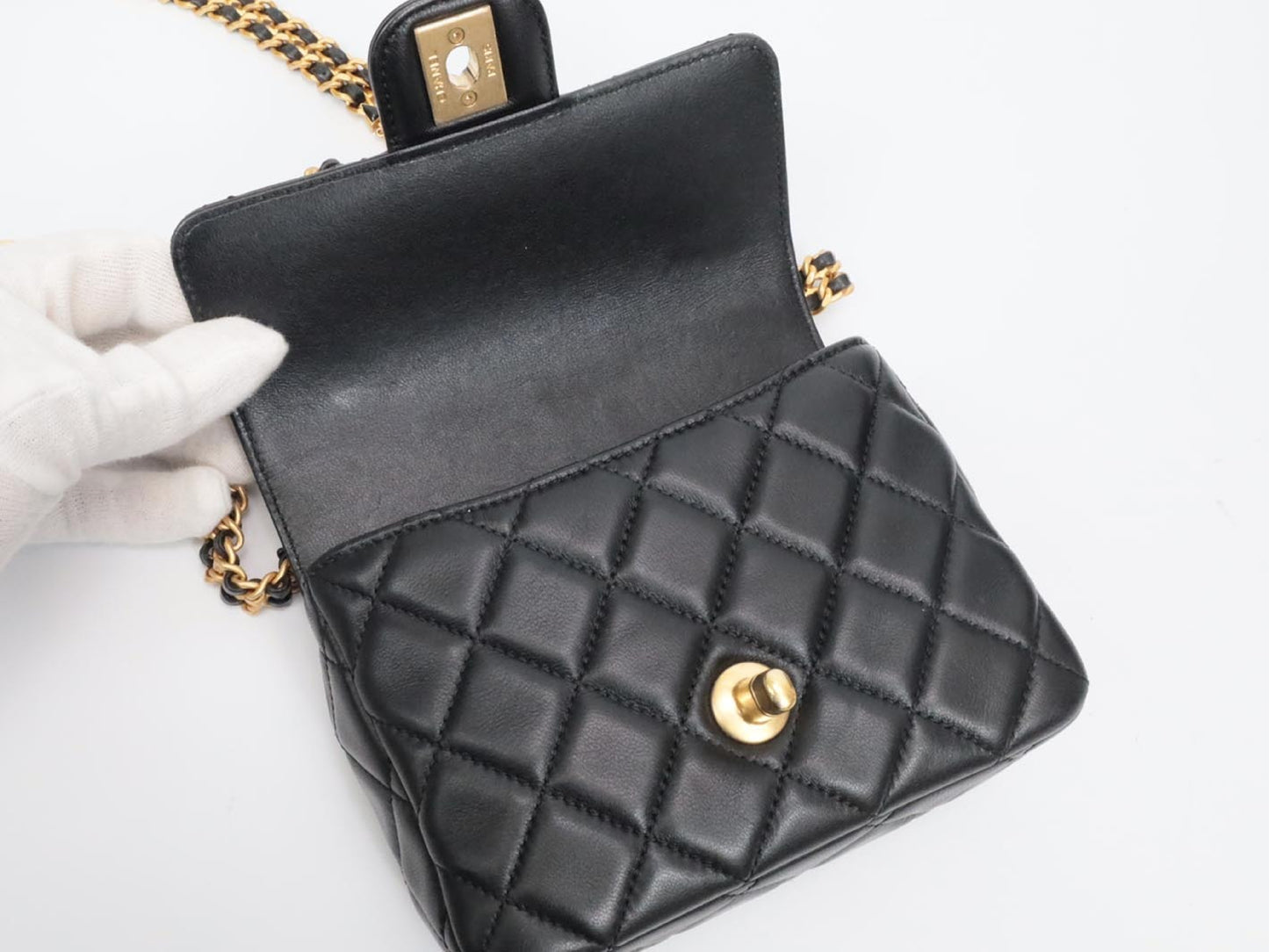 CHANEL Mini Matelasse Jeweled Chain Serial Plate Shoulder Bag
