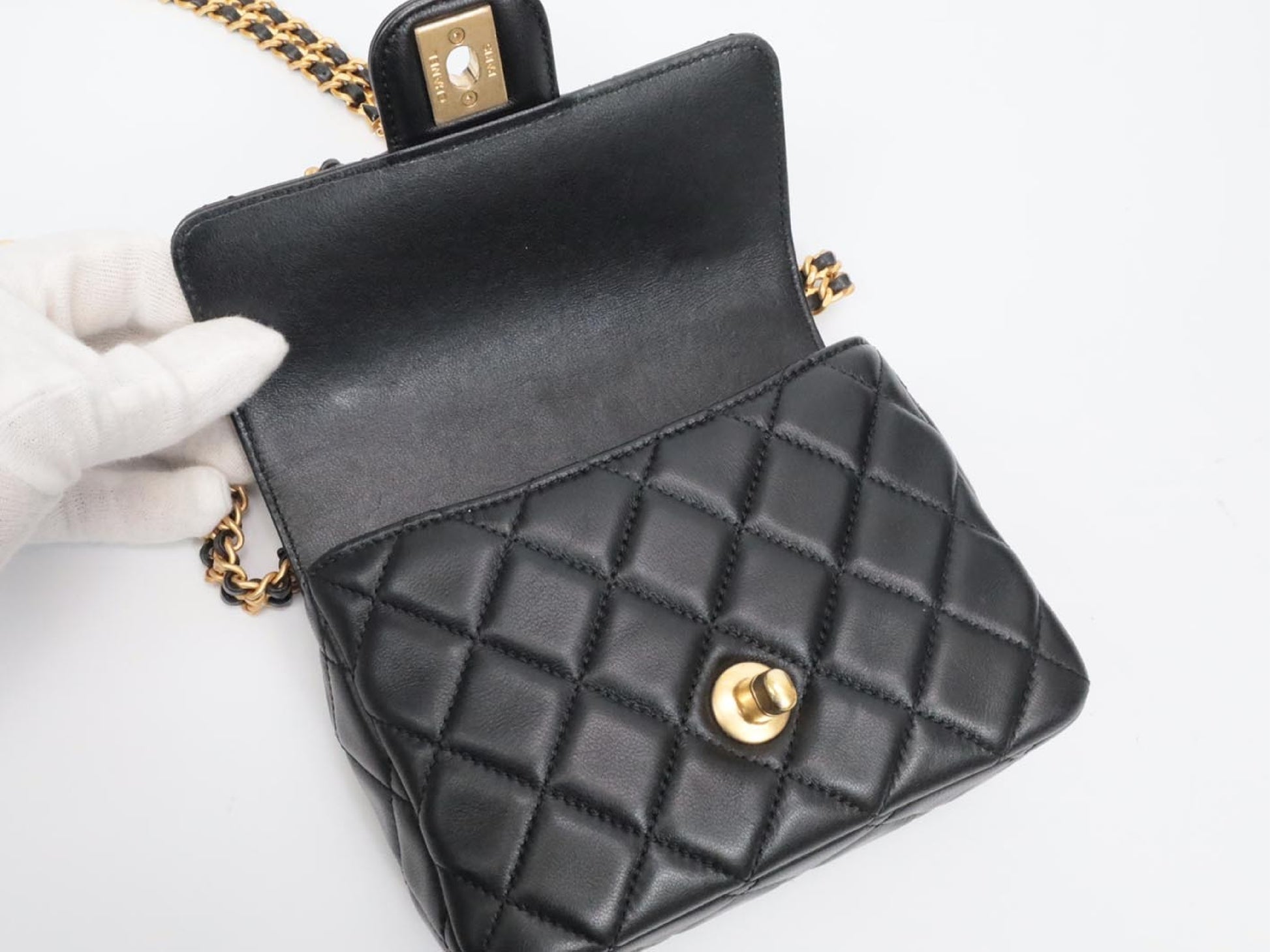 CHANEL Mini Matelasse Jeweled Chain Serial Plate Shoulder Bag