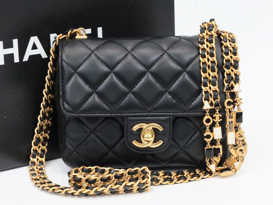 CHANEL Mini Matelasse Jeweled Chain Serial Plate Shoulder Bag