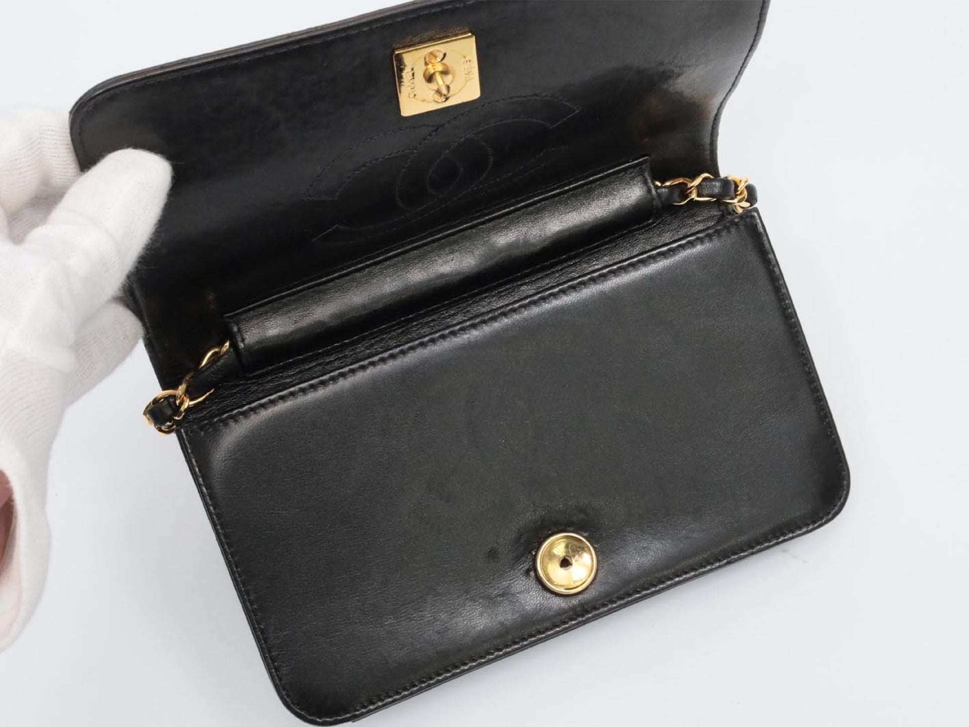 CHANEL Mini Matelasse Full Flap Push Lock Shoulder Bag