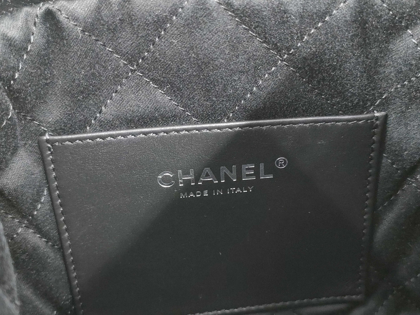 CHANEL Chanel 22 Mini Black Shoulder Bag with Silver Hardware and GP Serial Plate 