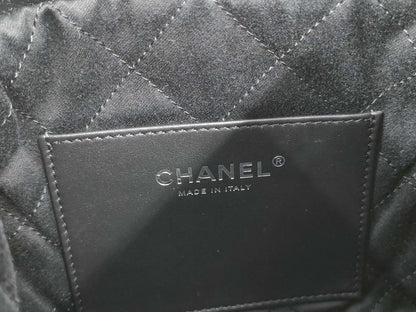 CHANEL Chanel 22 Mini Black Shoulder Bag with Silver Hardware and GP Serial Plate 
