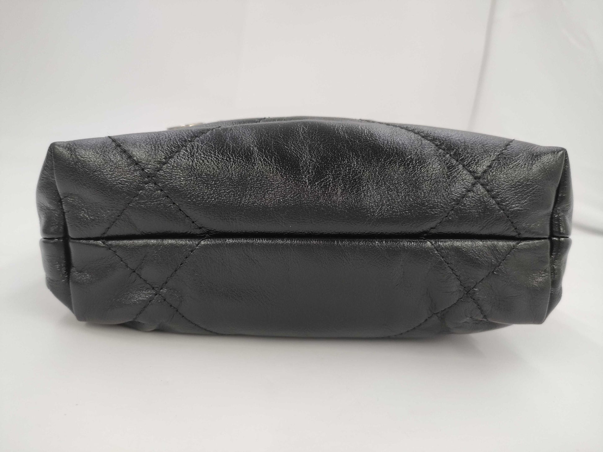 CHANEL Chanel 22 Mini Black Shoulder Bag with Silver Hardware and GP Serial Plate 