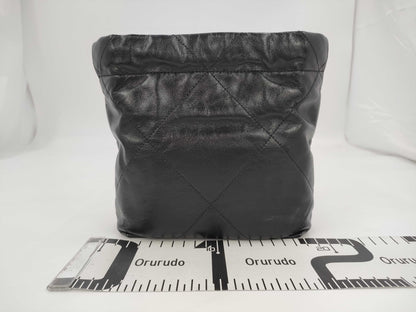 CHANEL Chanel 22 Mini Black Shoulder Bag with Silver Hardware and GP Serial Plate 