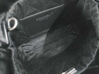 CHANEL Chanel 22 Mini Black Shoulder Bag with Silver Hardware and GP Serial Plate 