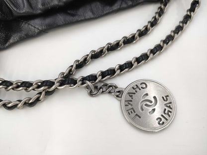 CHANEL Chanel 22 Mini Black Shoulder Bag with Silver Hardware and GP Serial Plate 
