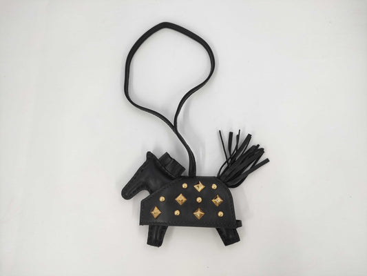 HERMES Rodeo Lock Charm, Black and Gold with K Stamp