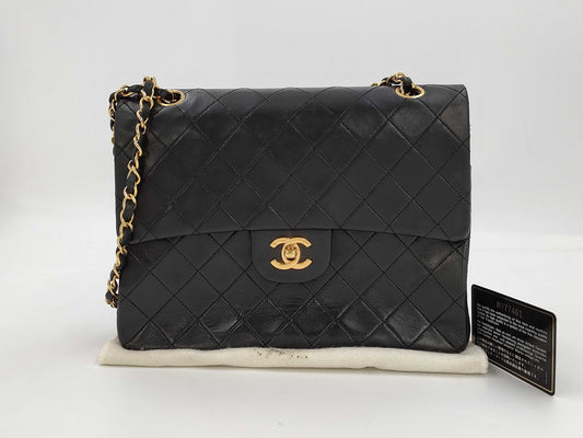 CHANEL CHANEL Matelasse Double Flap Lamb Chain Shoulder Bag with Seal Card
