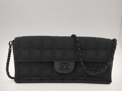 CHANEL New Travel Line East West Nylon Chocolate Bar Black Chain Shoulder Bag, No. 7