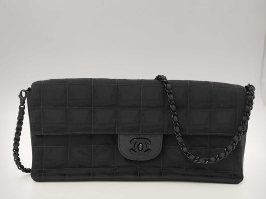 CHANEL New Travel Line East West Nylon Chocolate Bar Black Chain Shoulder Bag, No. 7