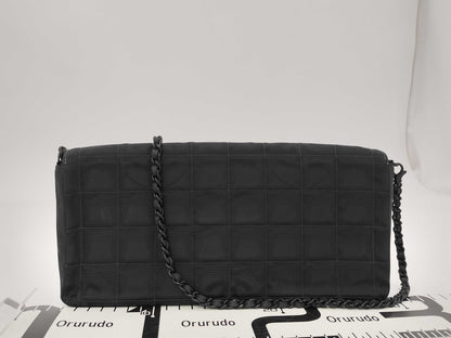 CHANEL New Travel Line East West Nylon Chocolate Bar Black Chain Shoulder Bag, No. 7