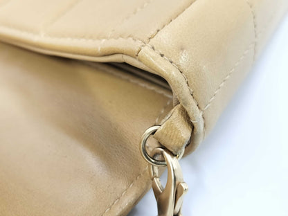 CHANEL Chocobar East West Lambskin Chain Shoulder Bag, Beige