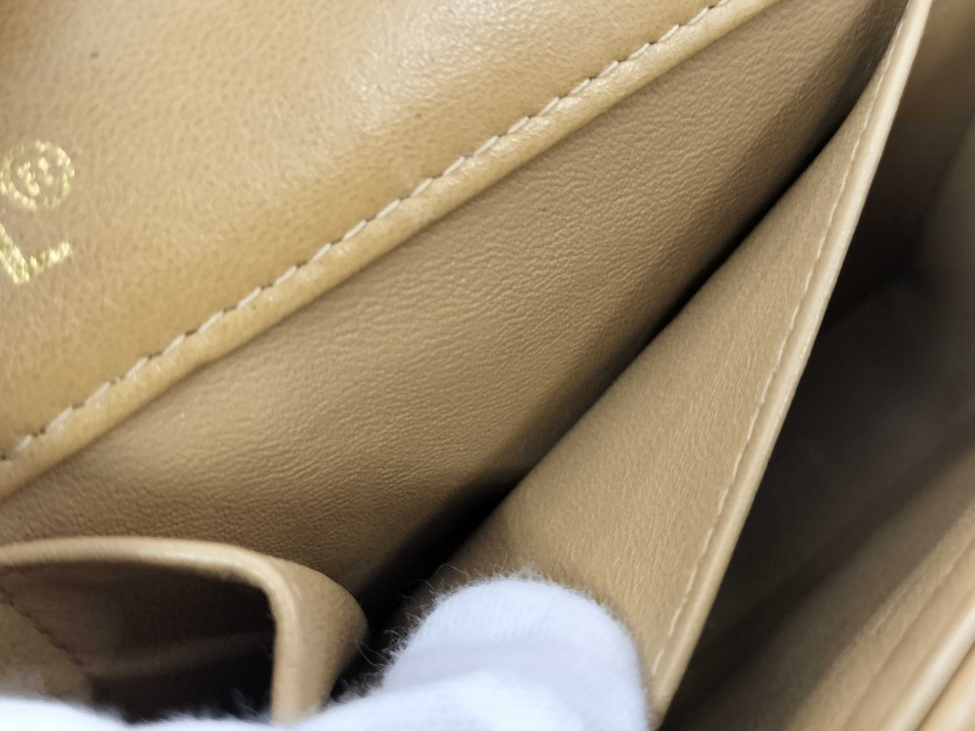 CHANEL Chocobar East West Lambskin Chain Shoulder Bag, Beige