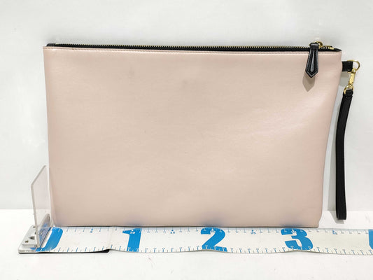 FENDI Clutch Bag Pink Beige Leather Clutch Bag