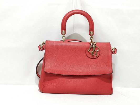 Dior Be Dior Leather 2-Way Handbag Red