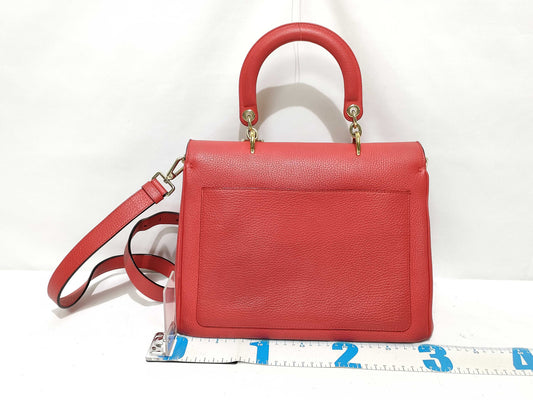 Dior Be Dior Leather 2-Way Handbag Red