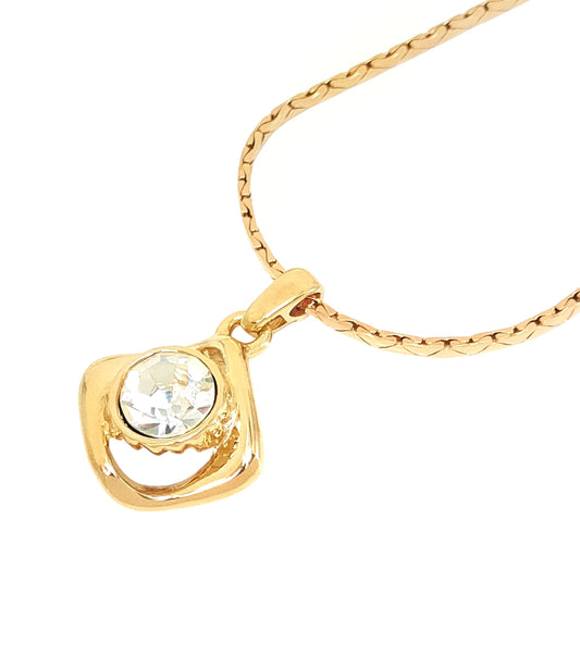 Yves Saint Laurent Gold-Colored Large Rhinestone Pendant Necklace, 11.9g