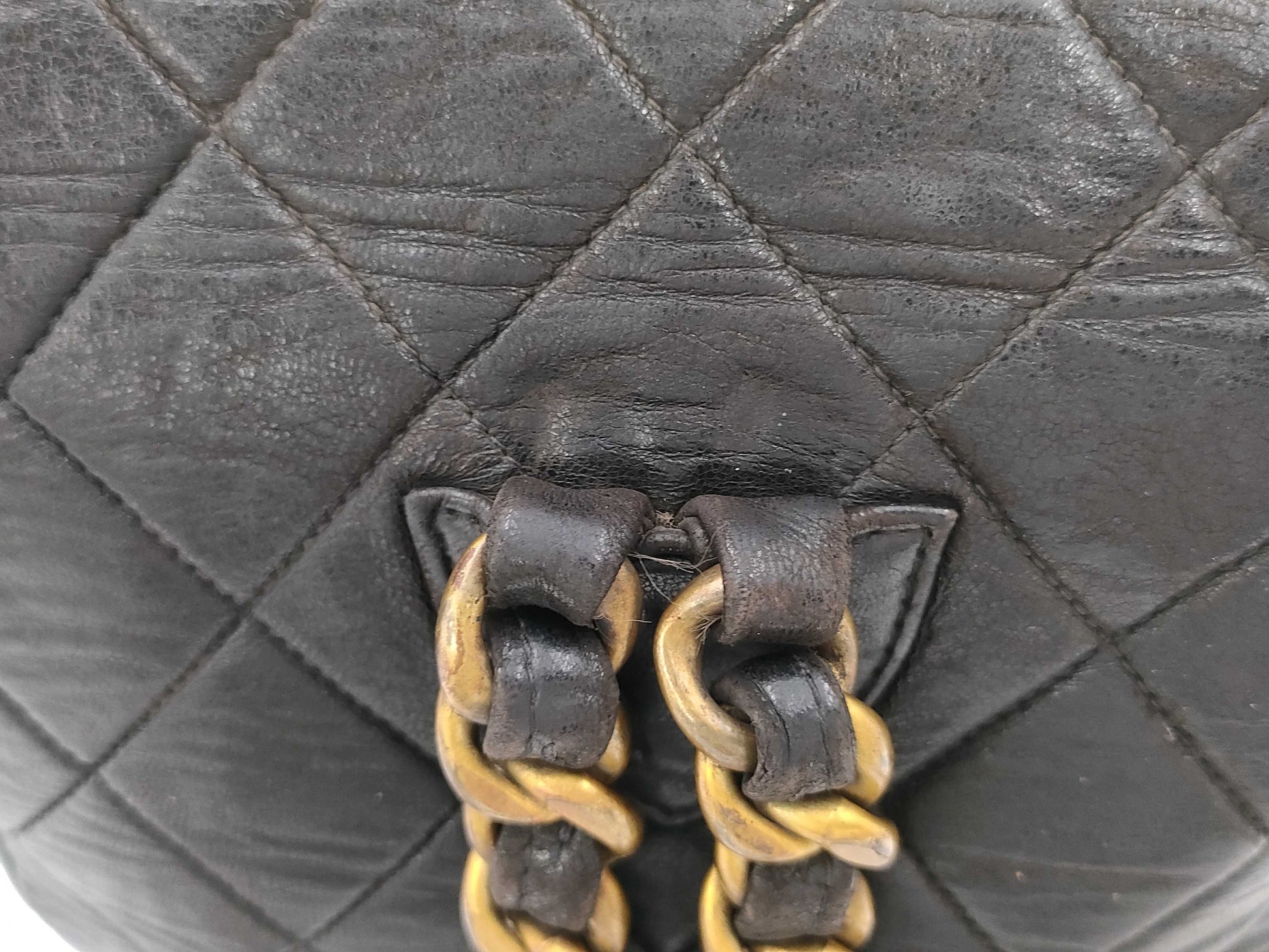 CHANEL Matelasse Lambskin Chain Backpack in Black with Gold Hardware