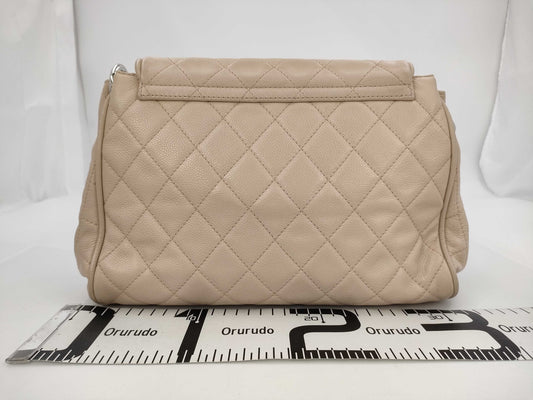 CHANEL Caviar Skin Beige Shoulder Bag