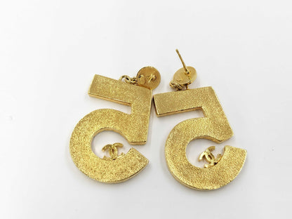 CHANEL Chanel No. 5 Motif Earrings, Blue x Gold, ABC733 I24P
