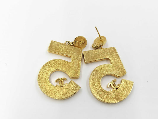 CHANEL Chanel No. 5 Motif Earrings, Blue x Gold, ABC733 I24P