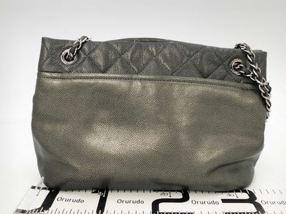 CHANEL Caviar Leather Matelasse Chain Tote Bag with Silver Hardware, Shoulder Bag, Tote Bag