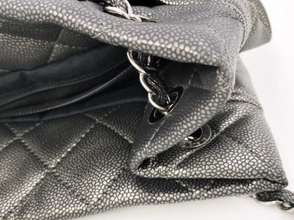 CHANEL Caviar Leather Matelasse Chain Tote Bag with Silver Hardware, Shoulder Bag, Tote Bag
