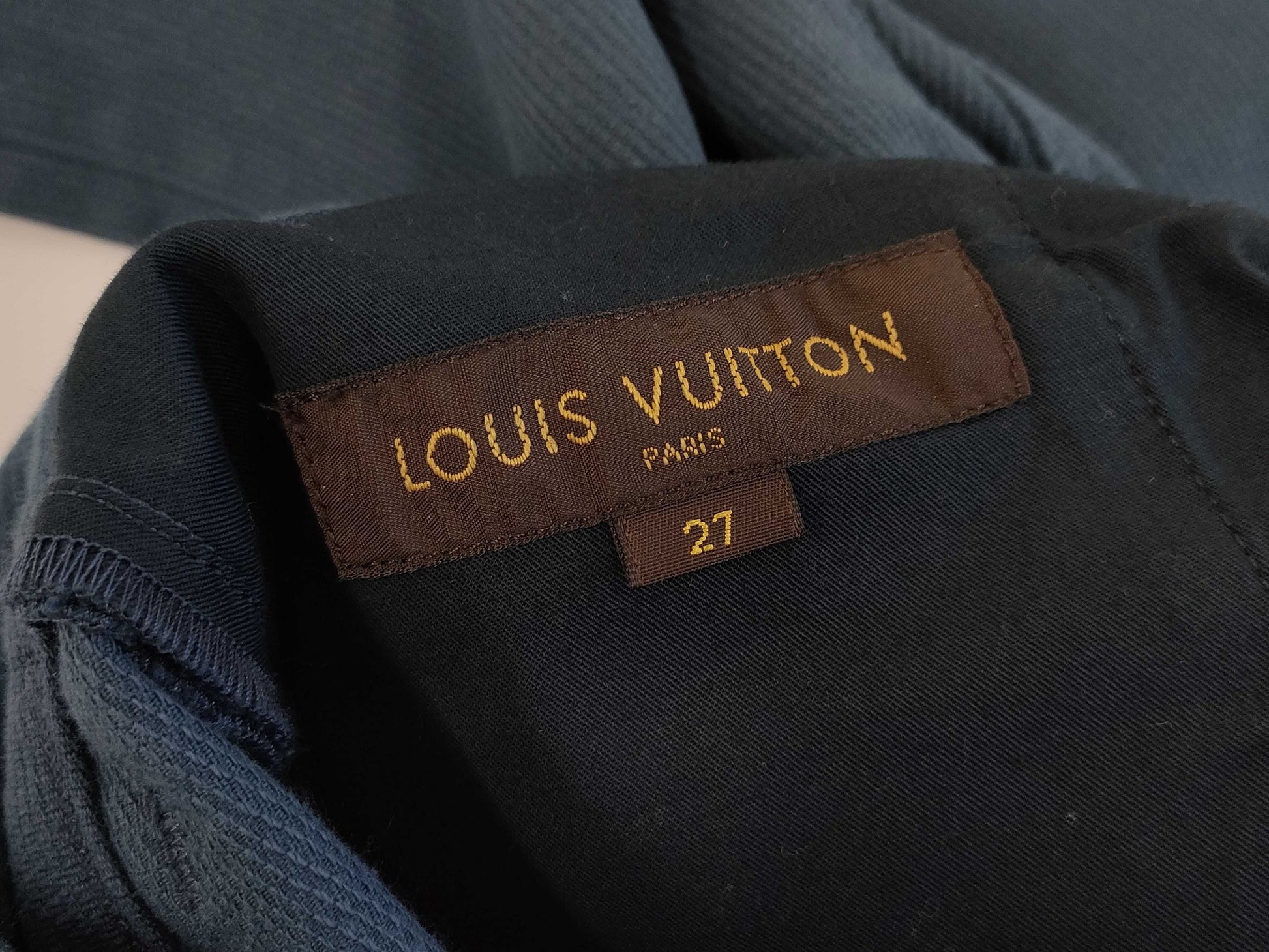 LOUIS VUITTON LOUIS VUITTON Men's Monogram Leather Patch LV Embroidered Pants Size 27