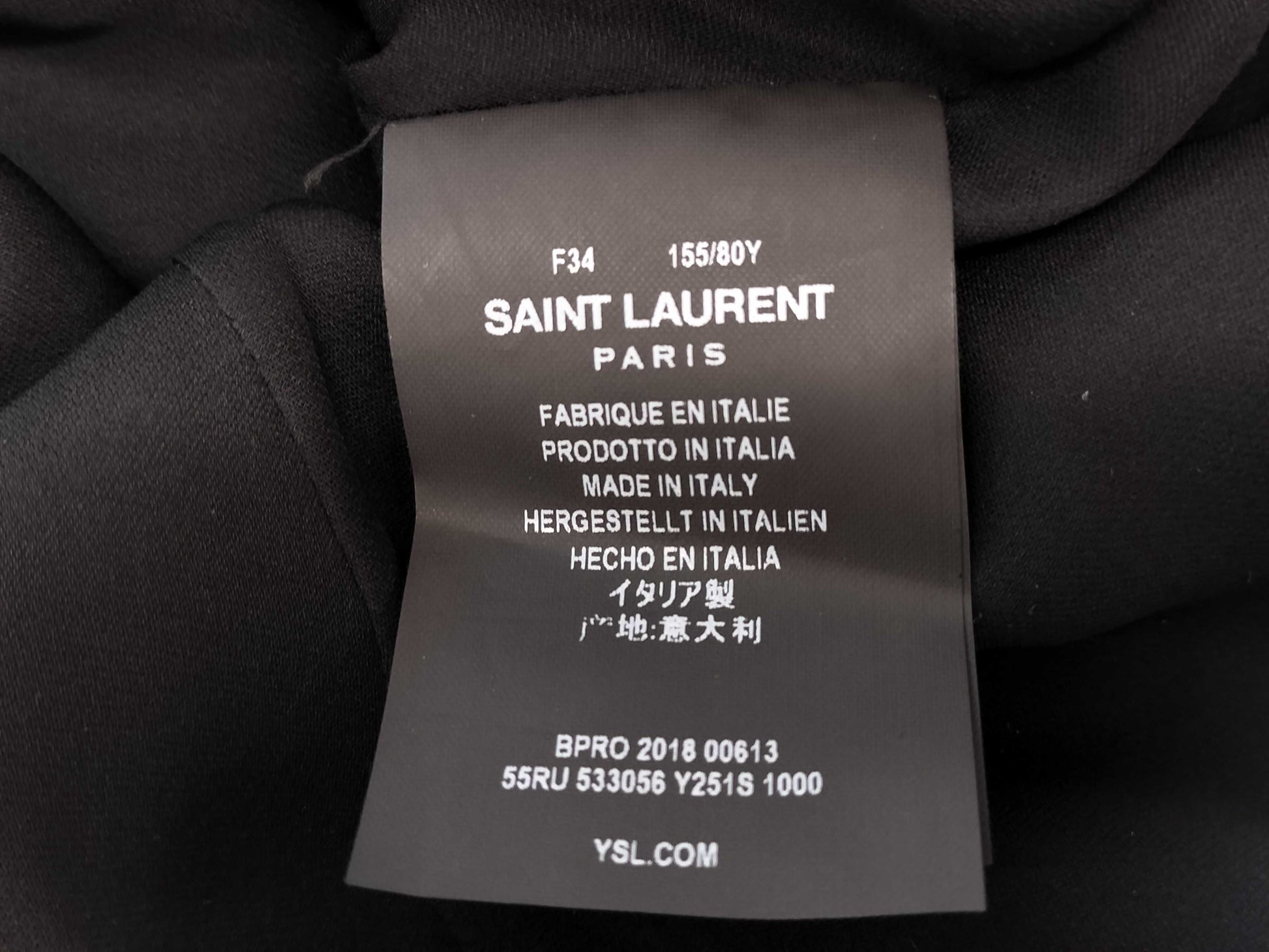 SAINT LAURENT PARIS Silk Black Dress with Tag