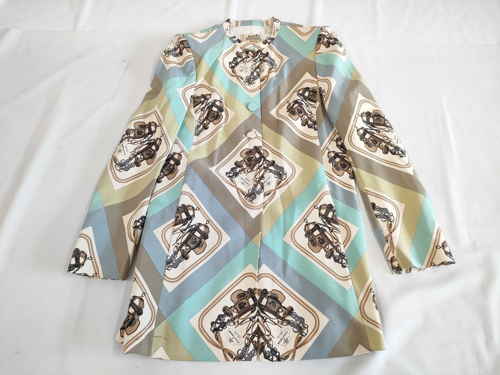 HERMES Scarf Pattern Long Coat Size 40 Coat