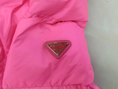PRADA Triangle Logo Down Jacket, Pink, Recent Model
