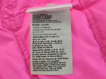 PRADA Triangle Logo Down Jacket, Pink, Recent Model