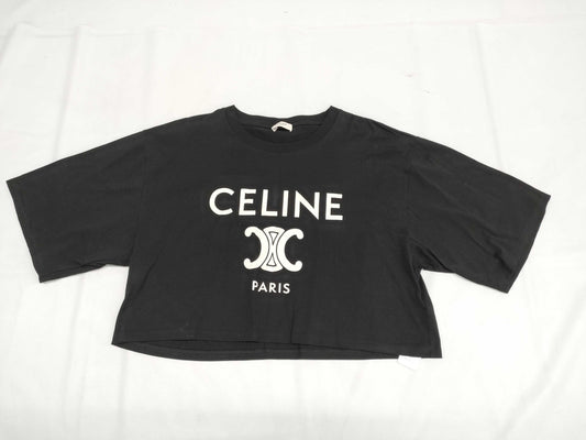 CELINE Triomphe T-shirt, black, cropped, like new