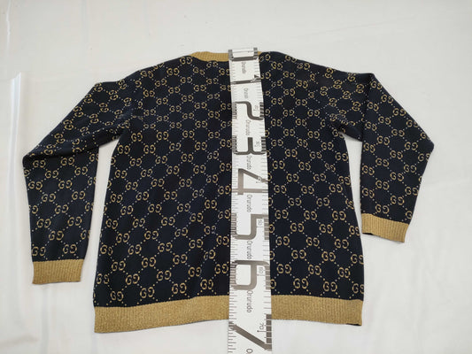 GUCCI GG Cardigan Knit, Excellent Condition, Lamé, Gold