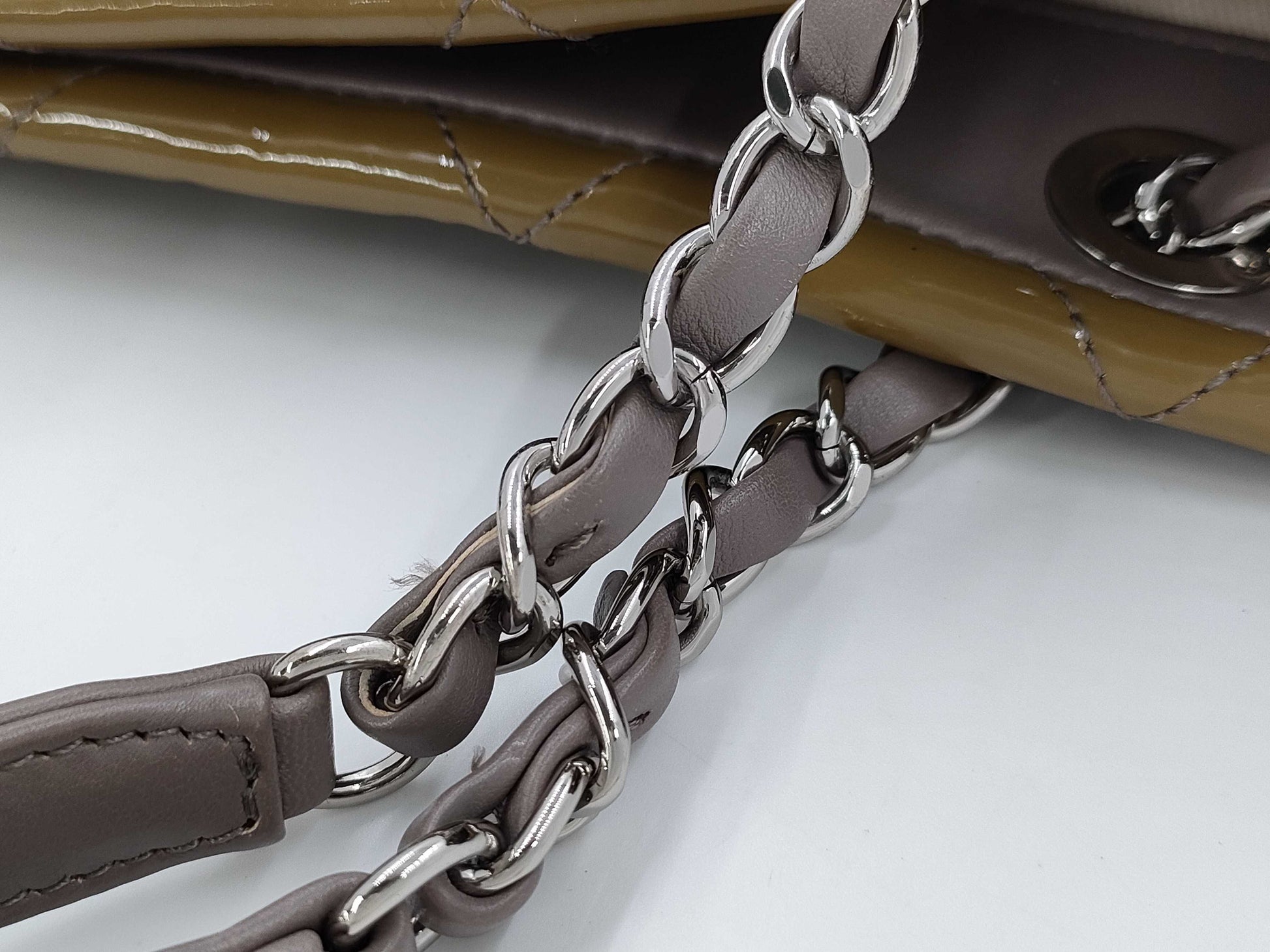 CHANEL Timeless Patent Chain Tote Shoulder Bag