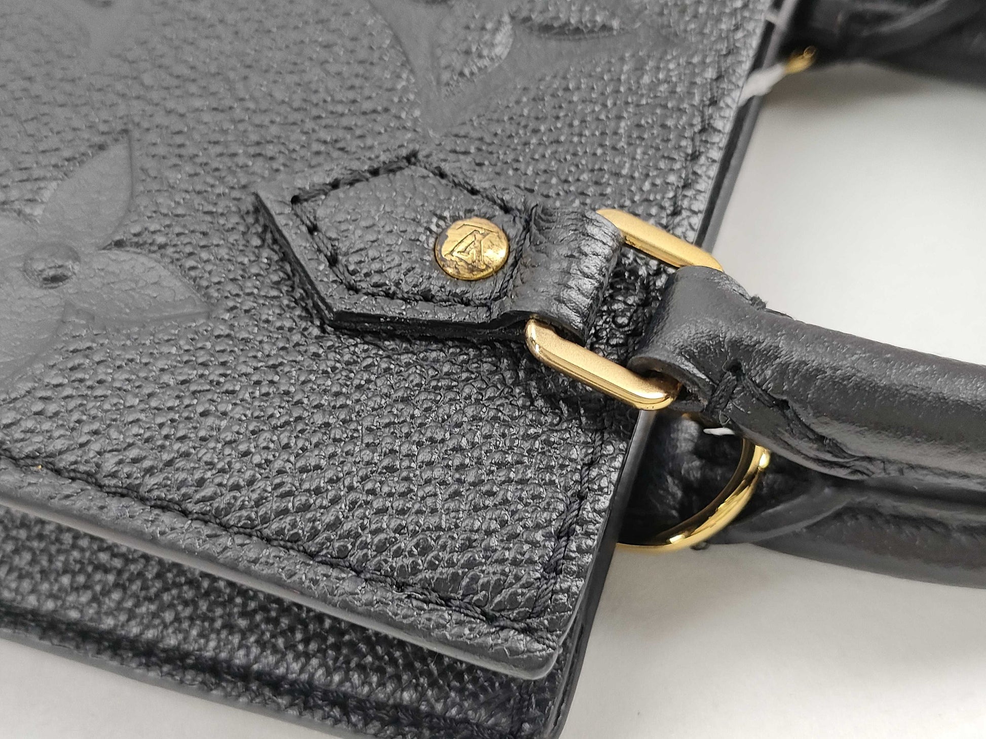 LOUIS VUITTON Monogram Empreinte Petite Sac Plat Handbag M81417 Black Tote Bag