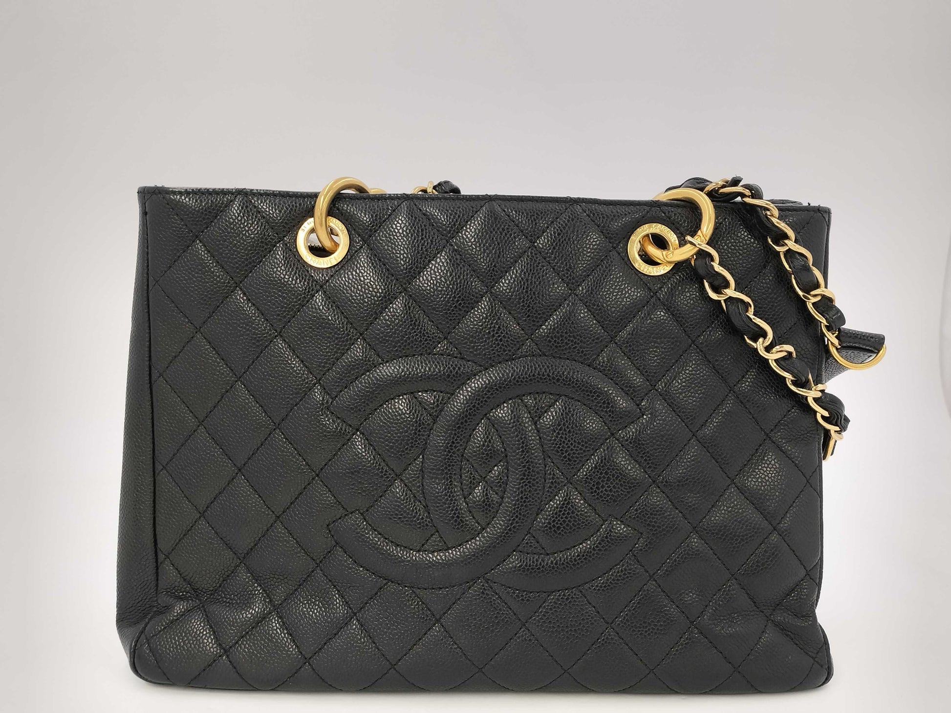 CHANEL Caviar Skin Coco Mark GST Shoulder Tote Bag