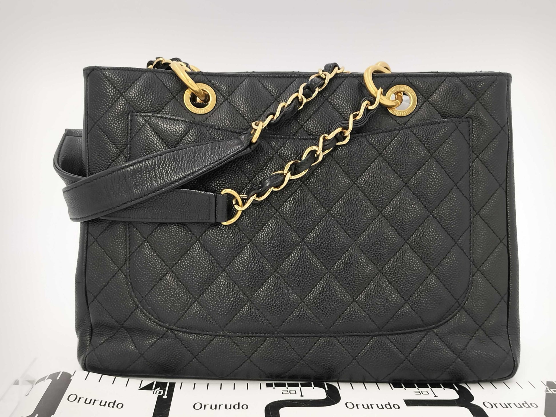 CHANEL Caviar Skin Coco Mark GST Shoulder Tote Bag