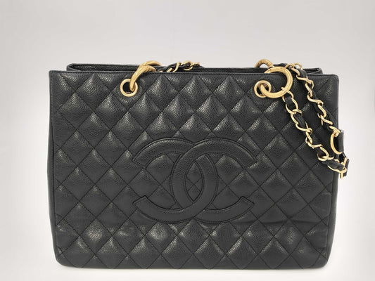 CHANEL Caviar Skin Coco Mark GST Shoulder Tote Bag