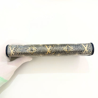 LOUIS VUITTON Monogram Jacquard Zippy Wallet, Navy, M82468, Wallet, Box, Dust Bag Included