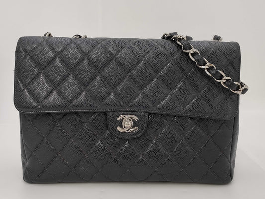 CHANEL Deca Matelasse 30 Chain Shoulder Bag with Turnlock Caviar Skin